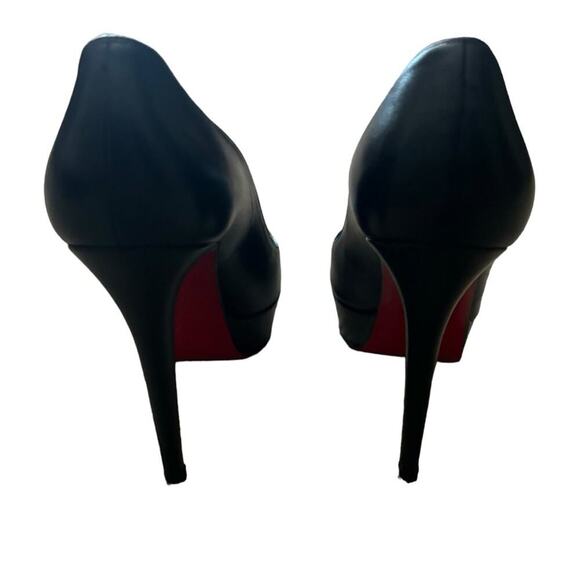 Christian Louboutin Bianca 140 Kid Black Leather Platform Pumps Size 38.5 - Picture 4 of 16